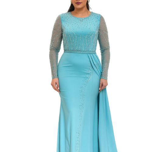 Design sans titre (9) Robe de Soirée Longue Élégante – Bleu Turquoise