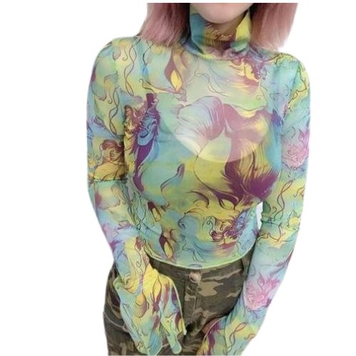 Haut moulant transparent imprimé – Style chic et tendance