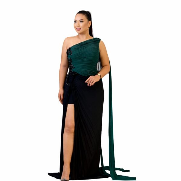 Robe de Soirée Prestige Émeraude & Noir