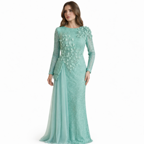 file_000000002e9c71fdbbb2a60a130e2ccc Robe Déesse de velours longue de soirée vert d’eau brodée à manches longues